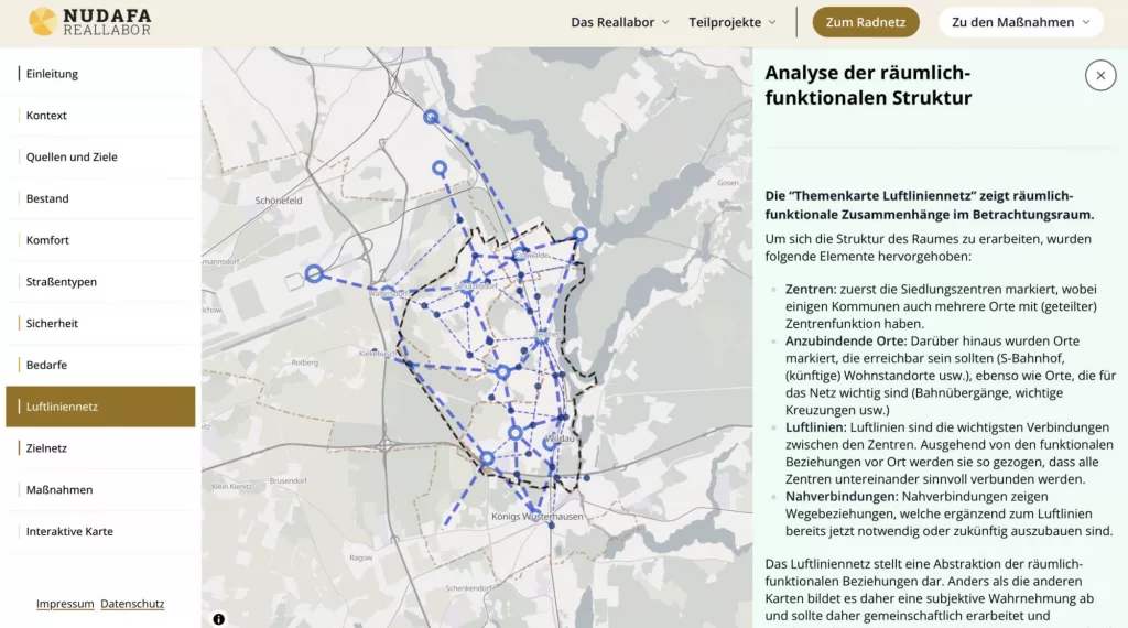 Screenshot Nudafa's interaktiven Karte zur Radnetzplanung