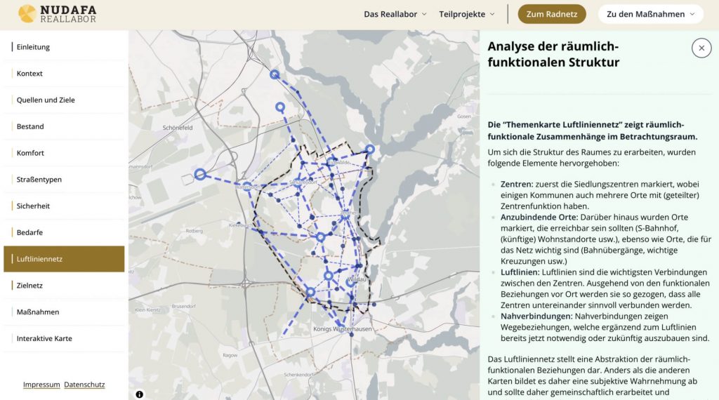 Screenshot Nudafa's interaktiven Karte zur Radnetzplanung