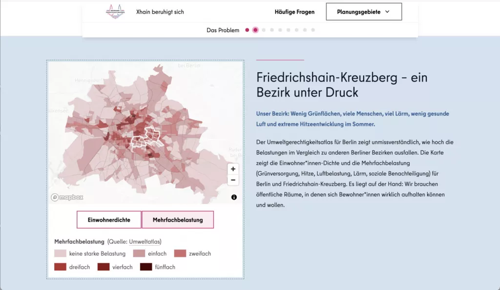 Screenshot von Webseite Xhain beruhigt sich