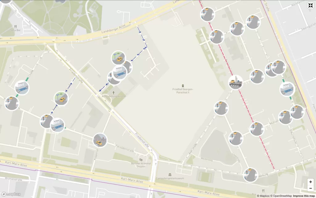 Karte mit Maßnahmen