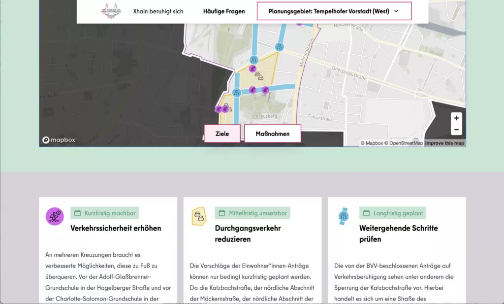 Screenshot von Webseite Xhain beruhigt sich mit interaktiven Karte
